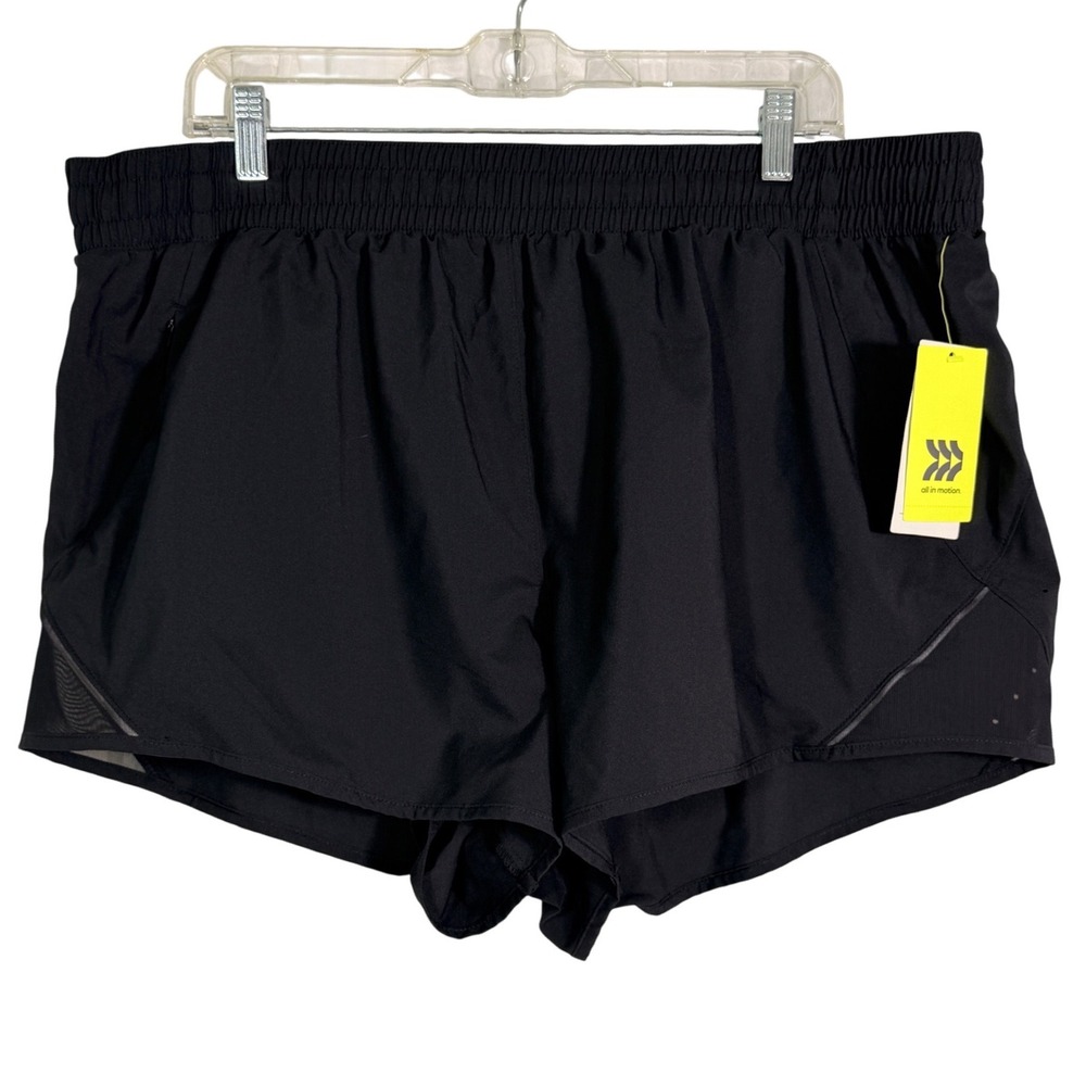 All in Motion Womens XXL Black Mid-Rise Run Shorts NWT Moisture Wicking 635